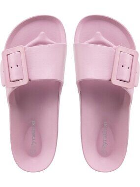 Women's Light Pink Slides Fashion Flat Sandals Slippers for Summer Casual